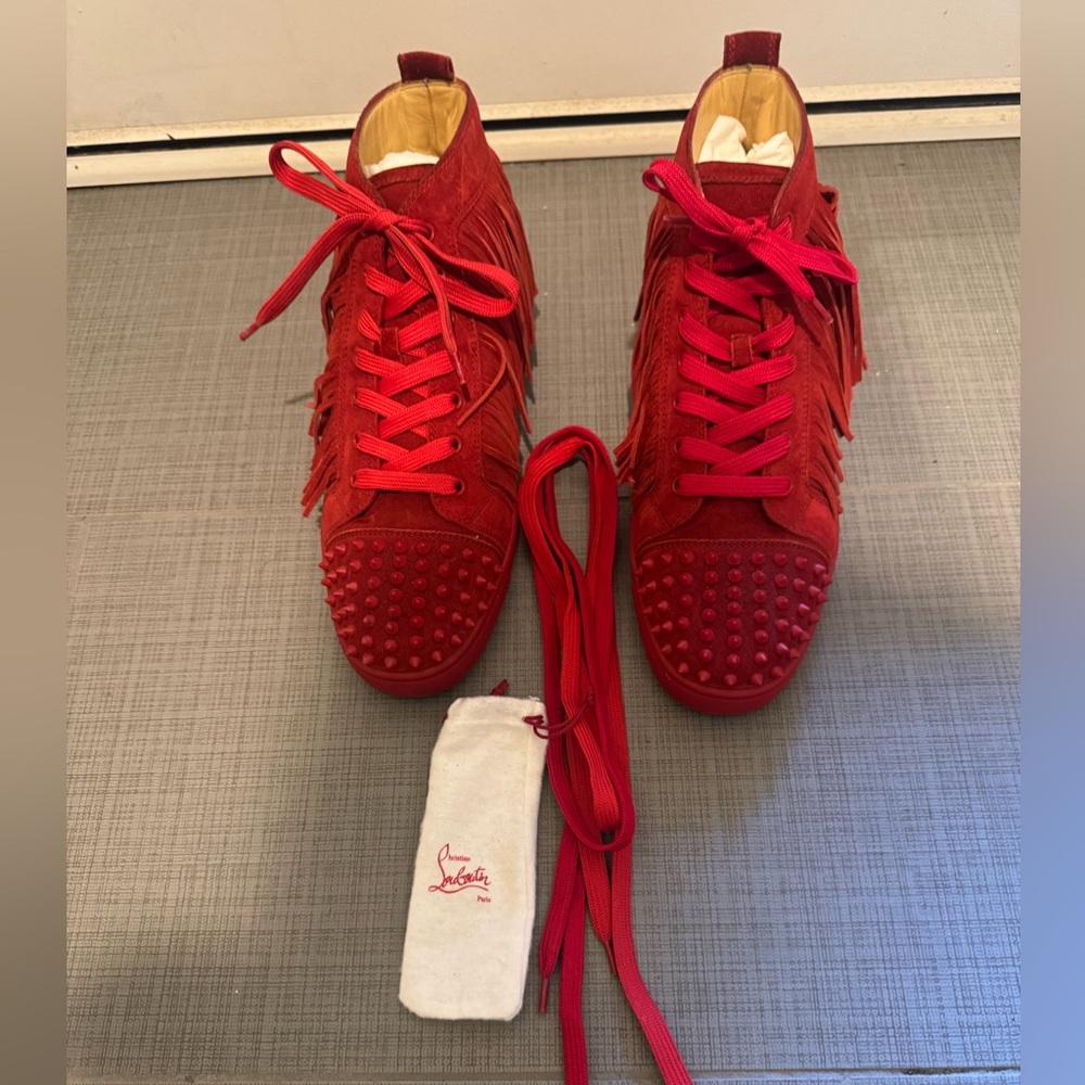 Christian Louboutin Red Spiked Sneakers